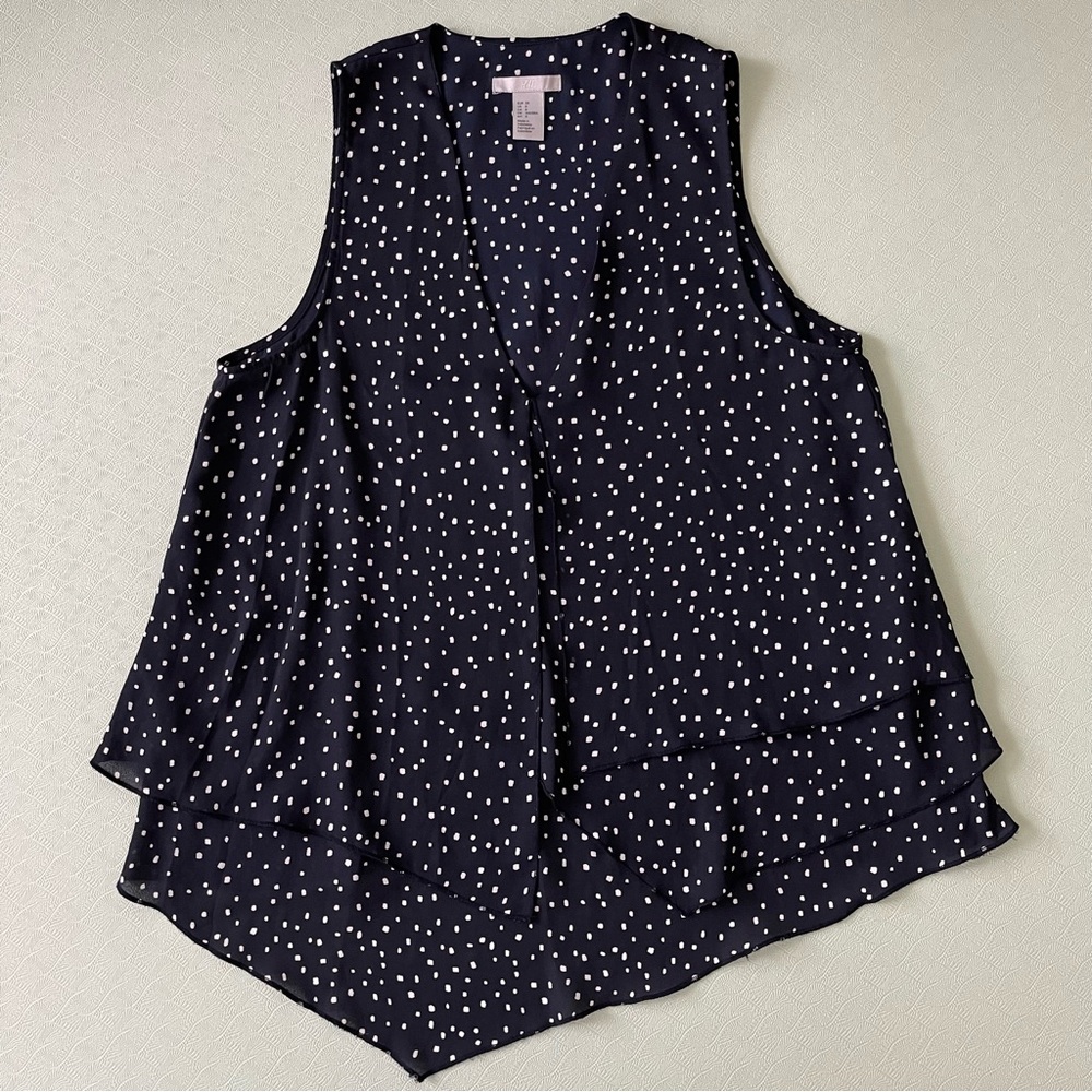 H&M Navy & White Layered Asymmetrical Sleeveless Blouse